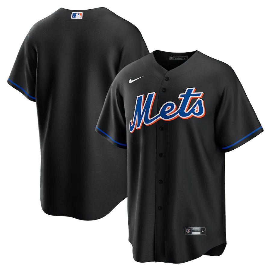 Custom Men New York Mets Blank Nike Black 2022 Alternate Replica Team MLB Jersey->customized mlb jersey->Custom Jersey